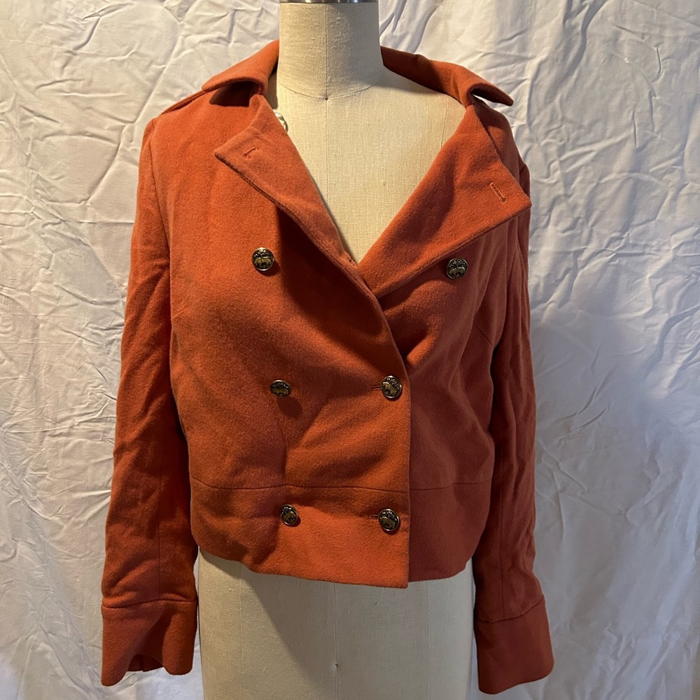 NWT Brooks Brothers sz8 wool DB short jacket orange